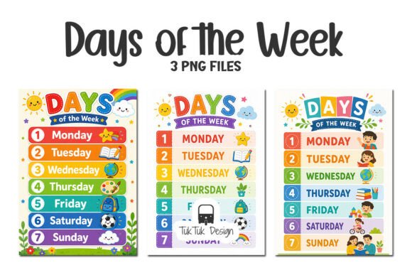 Download Days of the Week Educational Posters PNG - Posters Collection