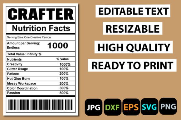 Download Crafter Nutrition Facts Label - Crafter Collection